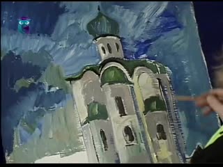 77. natalya druzhinkina. drawing lessons. oil painting lessons. draw an orthodox church in winter.