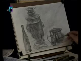 18. natalya druzhinkina. drawing lessons. pencil drawing lessons. draw a still life with a samovar.