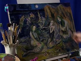 128. natalya druzhinkina. drawing lessons. oil painting lessons. draw a picture: mermaids.