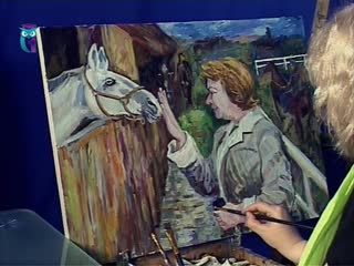 144. natalya druzhinkina. drawing lessons. draw a picture: weasel. woman with a foal.